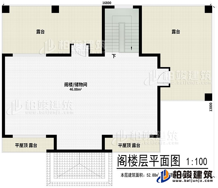 阁楼：阁楼/储物间、2平屋顶露台、2露台